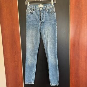 Reformation Serena High Skinny Jeans Size 23 Light Wash Button Fly Maya Wash